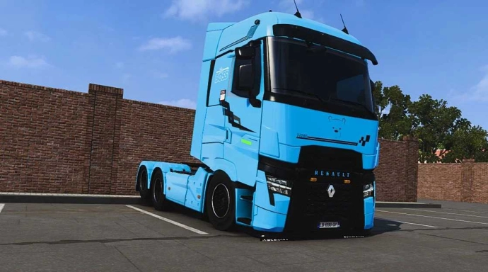 ETS2 1.53 - Renault T Blue and Cream Skin V1.0