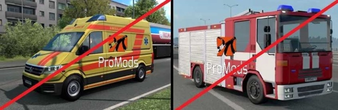 ETS2 1.54 - Promods Generic Ambulance & Firetruck Disabled V1.0
